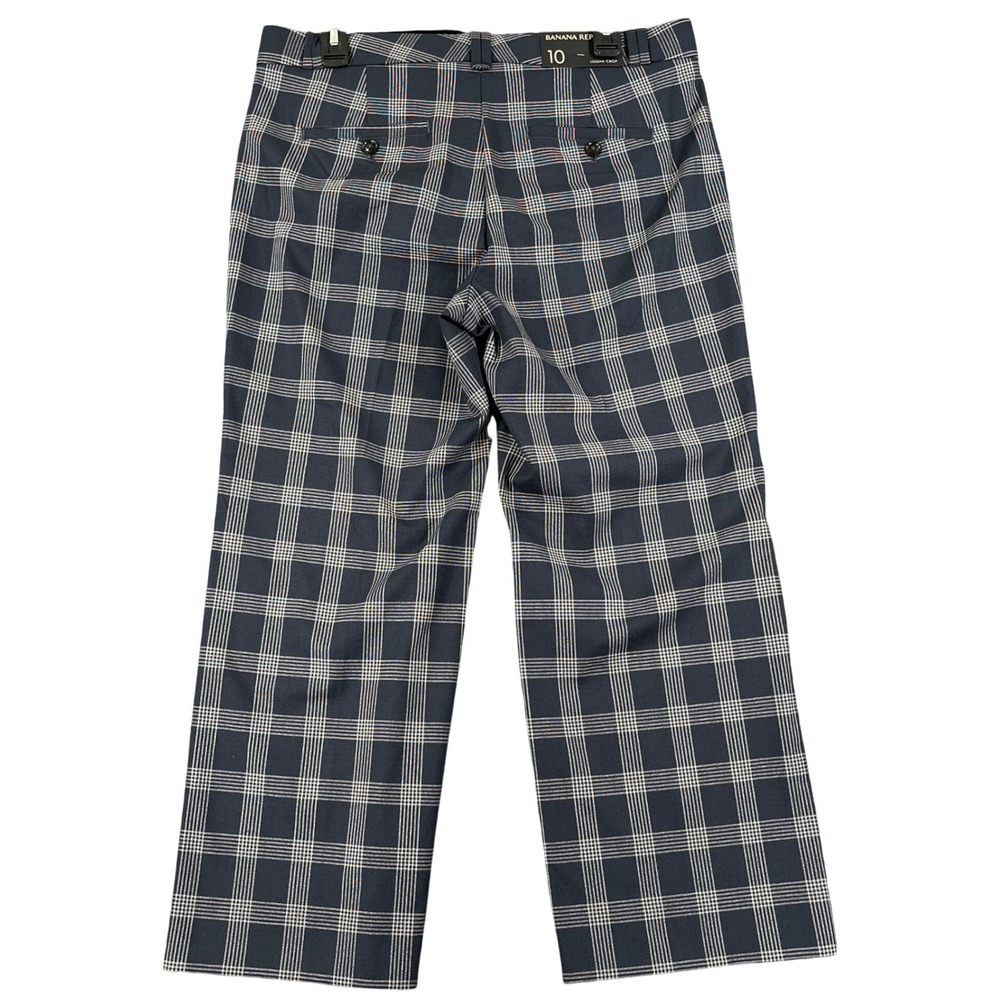 Banana Republic Logan Crop Pants Women 10 Plaid Mid Rise Straight Workwear